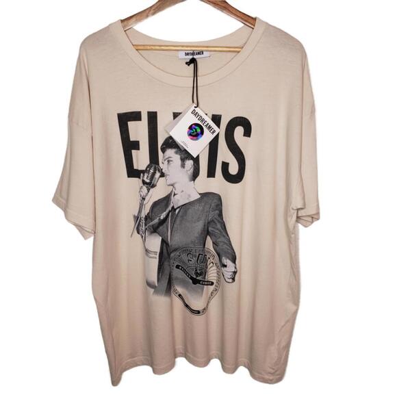 NWT Daydreamer Sz L Elvis Sun Records Dirty White Oversized T-Shirt( - Picture 1 of 5